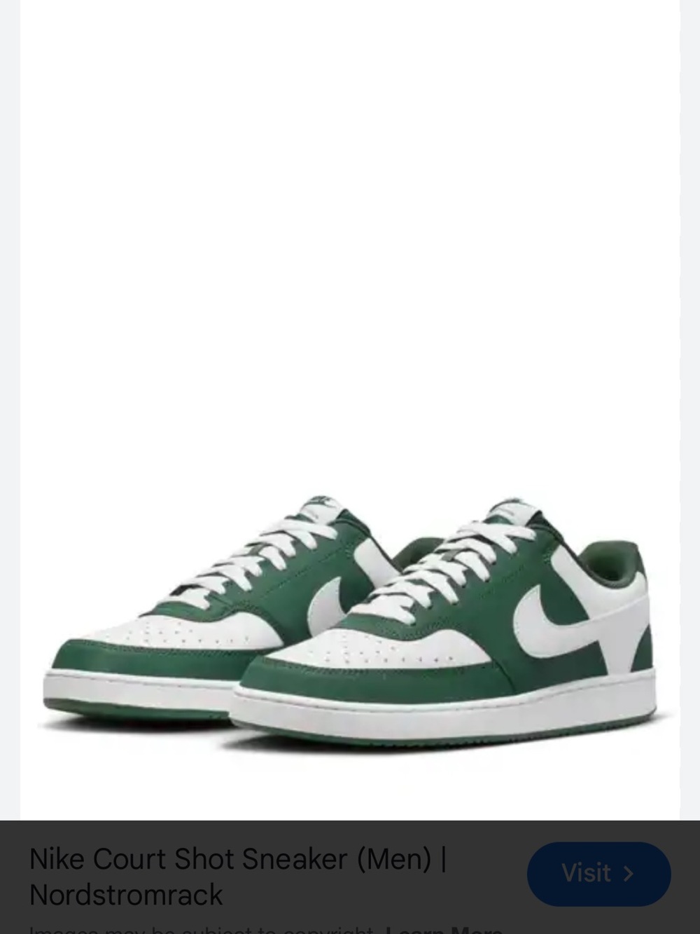 Nike womens Court Sneaker — Green/White